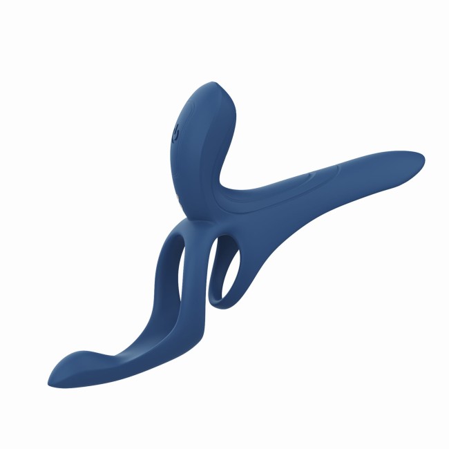 HoneyPlayBox Pleasure Pivot Blue - pierścień na penisa, stymulator łechtaczki i krocza
