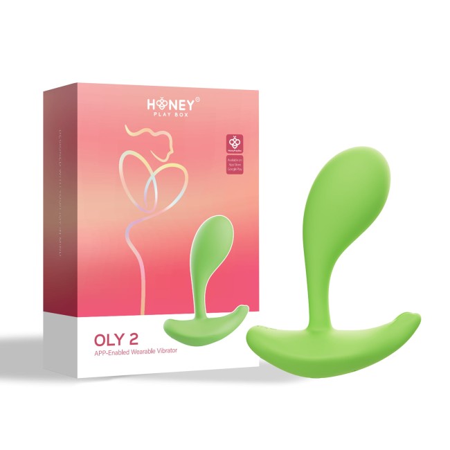 HoneyPlayBox - OLY 2 Wibrator do noszenia ze stymulacją łechtaczki i punktu G z aplikacją wykrywającą nacisk, zielony