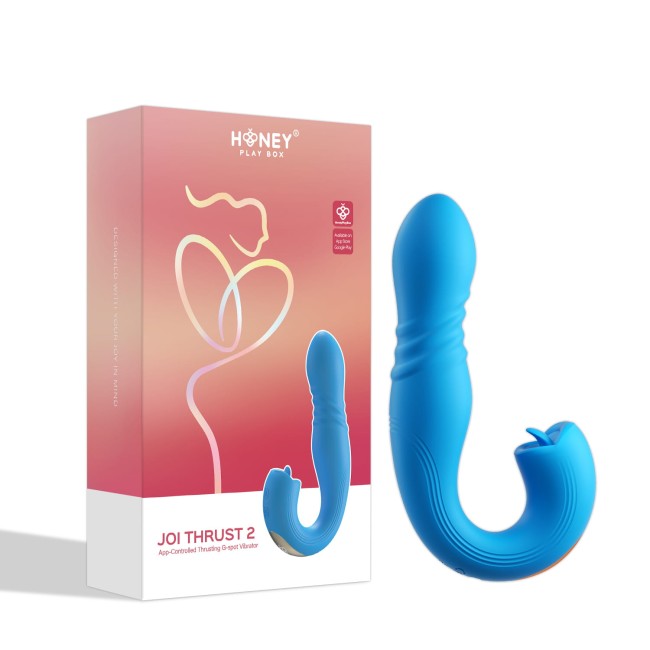 HoneyPlayBox - JOI Thrust 2 Wibrator punktu G i masażer łechtaczki z aplikacją wykrywającą nacisk, niebieski