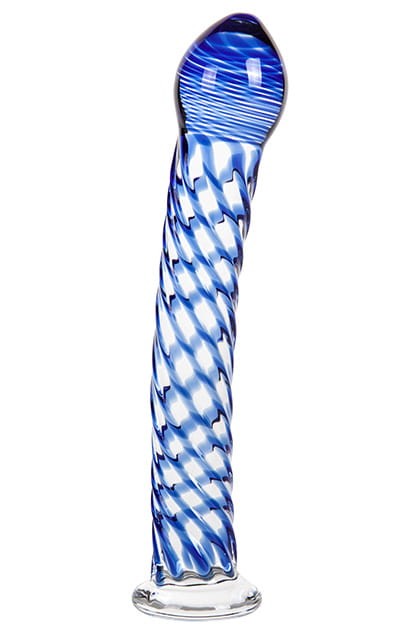 S Pleasures Crystal AQUARIUS - szklane dildo z niebieskimi detalami