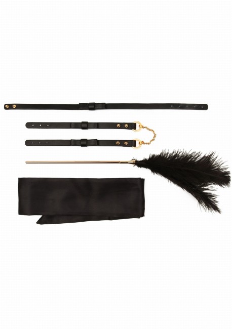 Taboom 4-częściowy zestaw opaska, obroża, kajdanki i piórko