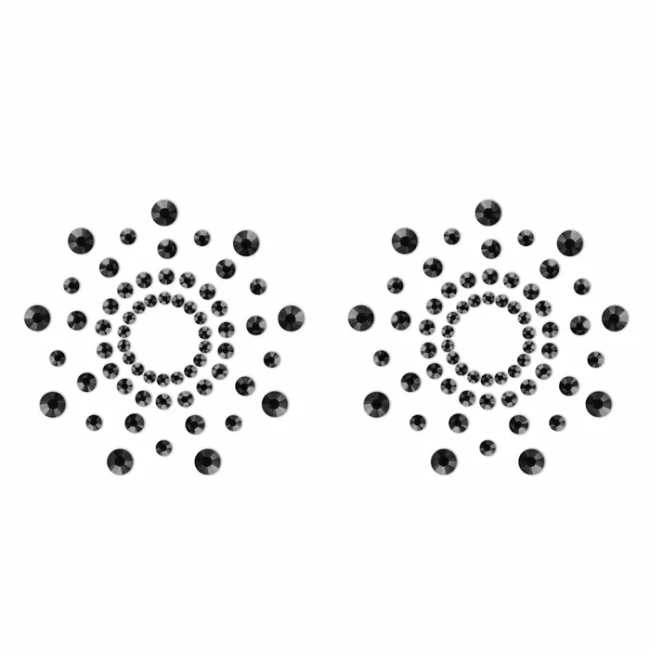 Bijoux Indiscrets samoprzylepne czarne nakładki na sutki nasutniki z kryształkami
