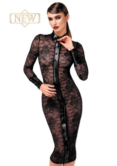 Sukienka midi rozm XL Noirelle Lace Button-up Noir Handmade F376