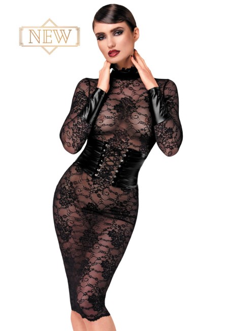 Sukienka midi rozm S Noirelle Lace Corset Noir Handmade F375