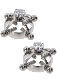 Taboom Regulowane klipsy na sutki z kryształkami srebrne Divine Cross Clambs Silver