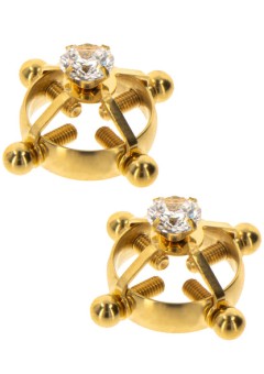 Taboom Regulowane klipsy na sutki z kryształkami złote Divine Cross Clambs Gold