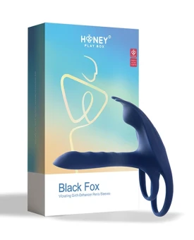 Blue Fox – Wibrujący pierścień + nakładka powiększająca grubość penisa