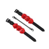 Liebe Seele Red Leather Flowers Hand Cuffs - Skórzane Kajdanki z Kwiatami - Zdjęcie 3