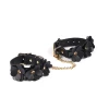 Liebe Seele Black Leather Flowers Hand Cuffs – Skórzane Kajdanki z Kwiatami - Zdjęcie 1