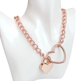 Liebe Seele Metal Chain Collar Rose Gold Metalowa Obroża z Kłódką choker