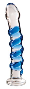 Icicles No. 5 Szklane Dildo Niebieskie 18,5 cm ze Spiralną Strukturą