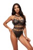 Softline Body 1037 Czarne Koronkowe Siateczkowe Wycięcia One Size - Zdjęcie 1