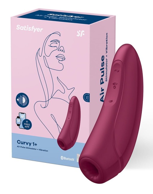 Satisfyer Curvy 1+  - bezdotykowy stymulator łechtaczki sterowany aplikacją - bordowy
