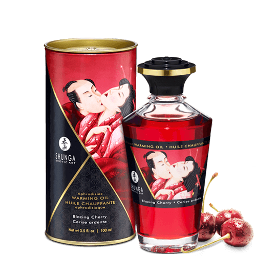 Shunga - rozgrzewający olejek do masażu - Wiśnia 100ml