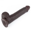Realistyczne czarne dildo z przyssawką i ruchomą skórą 23 cm - Zdjęcie 10