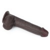 Realistyczne czarne dildo z przyssawką i ruchomą skórą 23 cm - Zdjęcie 11