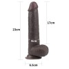Realistyczne czarne dildo z przyssawką i ruchomą skórą 23 cm - Zdjęcie 2