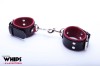 WHIPS Kajdanki damskie na ręce z karabińczykami czarno czerwone  - Zdjęcie 1